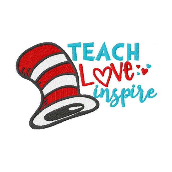 Cat teach love inspire embroidery design - Embroidery Design