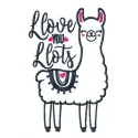Preview of the 'I Love You Lots Llama' embroidery design featuring a charming llama motif, perfect for various projects.