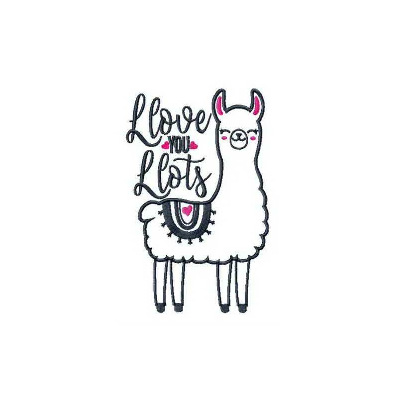 Preview of the 'I Love You Lots Llama' embroidery design featuring a charming llama motif, perfect for various projects.
