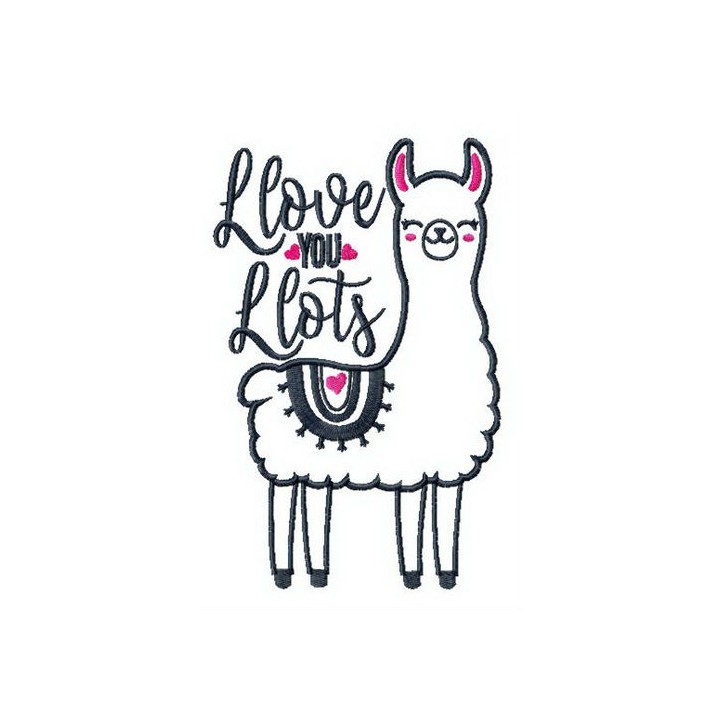 I love you lots llama embroidery design - Embroidery Design