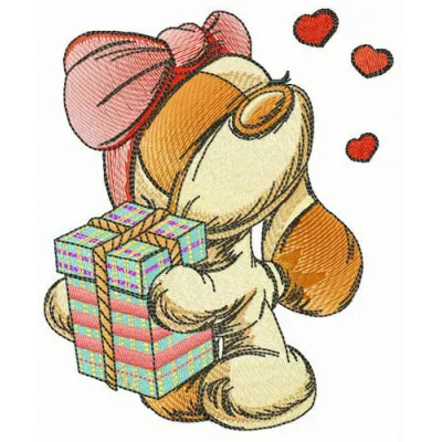 Cocker Spaniel girl embroidery design showcasing a charming dog motif for stitching on various fabric items.