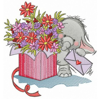 Elephant the courier embroidery design - Embroidery Design