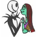 Jack and Sally together forever embroidery design from The Nightmare Before Christmas, showcasing a romantic stitched motif.