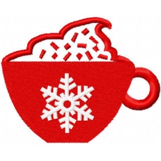 Christmas red cup embroidery design - Embroidery Design