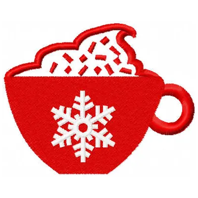 Embroidery design of a festive Christmas red cup, perfect for holiday-themed projects and decorations.