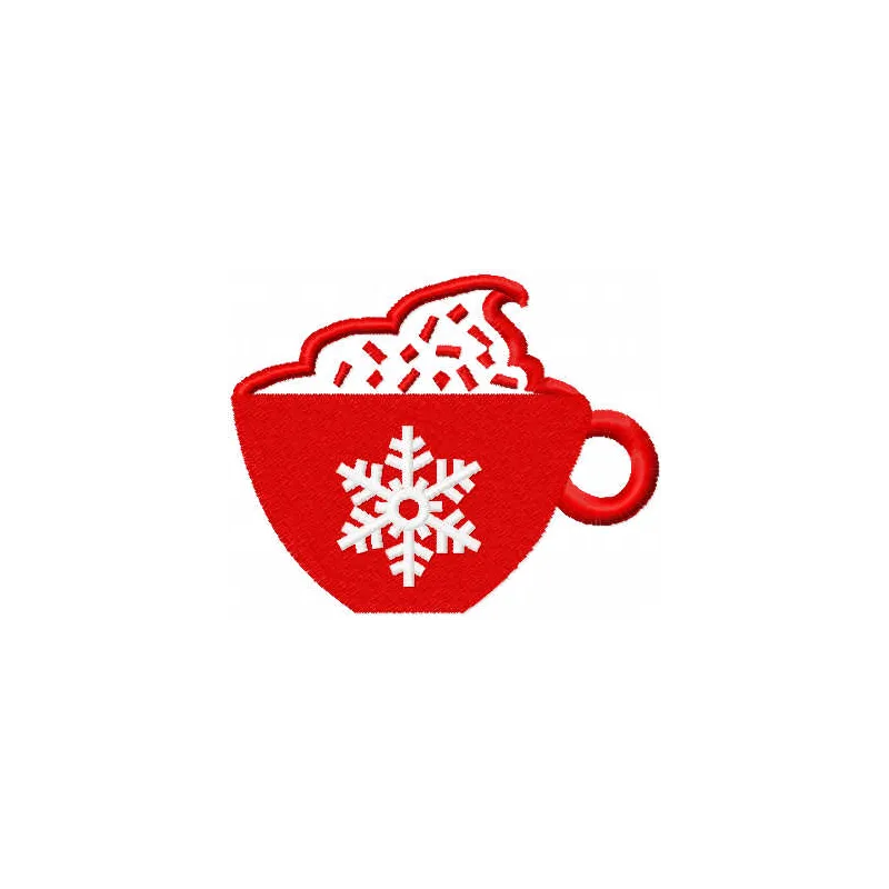 Embroidery design of a festive Christmas red cup, perfect for holiday-themed projects and decorations.