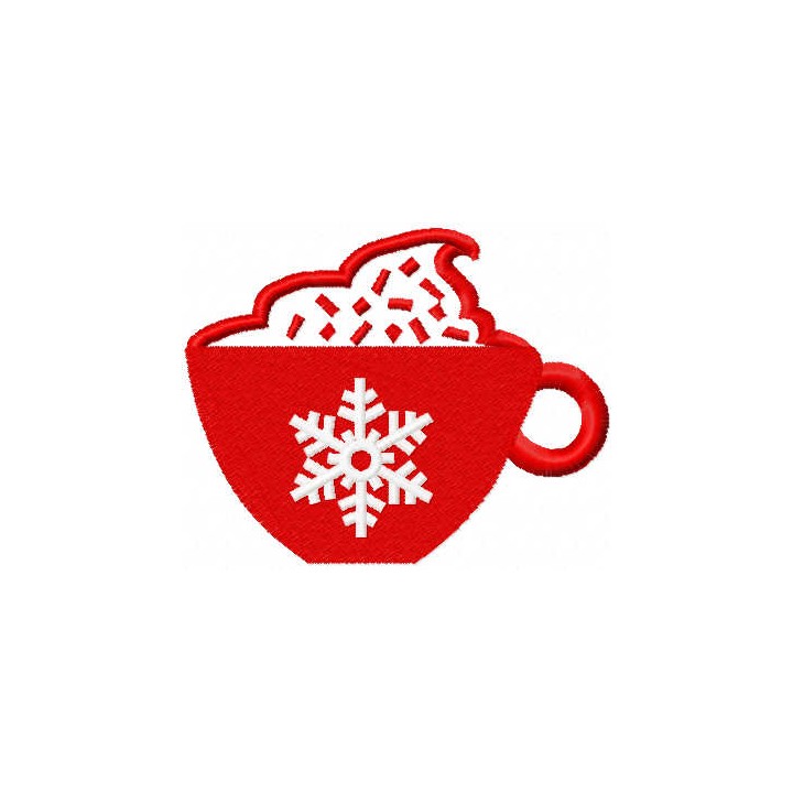 Christmas red cup embroidery design - Embroidery Design