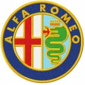 Alfa Romeo classic logo embroidery design for stitching on apparel and accessories, showcasing auto and moto themes.