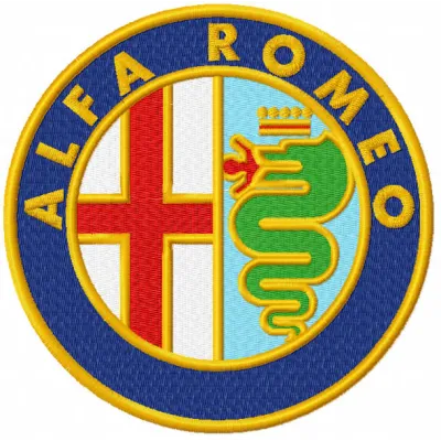 Alfa Romeo classic logo embroidery design for stitching on apparel and accessories, showcasing auto and moto themes.