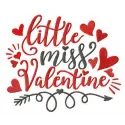 Little Miss Valentine embroidery design showcasing a charming stitched motif for Valentine's Day projects.