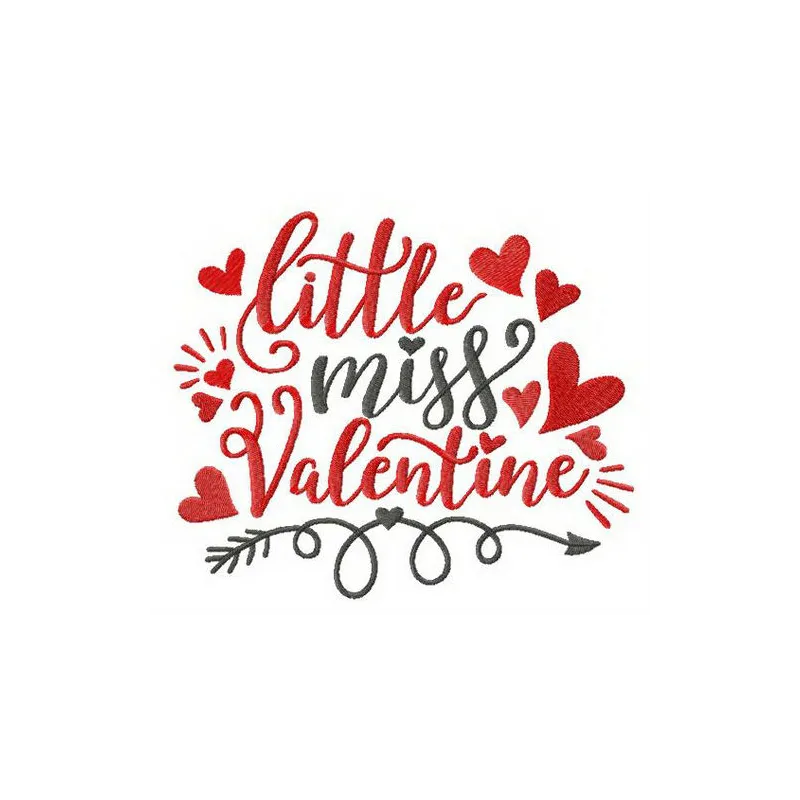 Little Miss Valentine embroidery design showcasing a charming stitched motif for Valentine's Day projects.