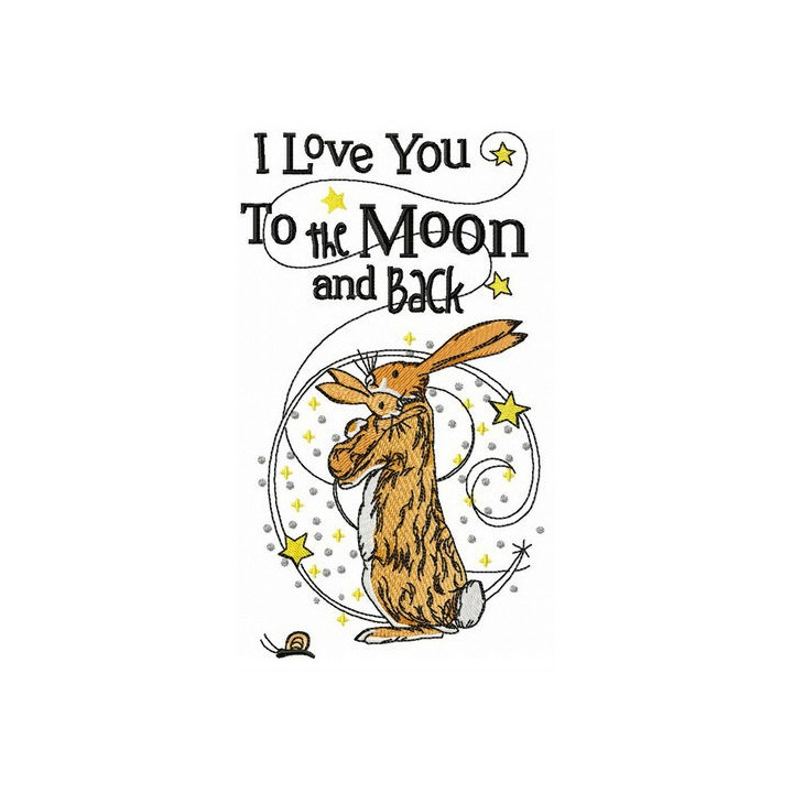 I love you to the Moon and back embroidery design - Embroidery Design