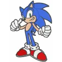 Sonic Power Game embroidery design featuring Sonic the Hedgehog, perfect for stitching on apparel and accessories.