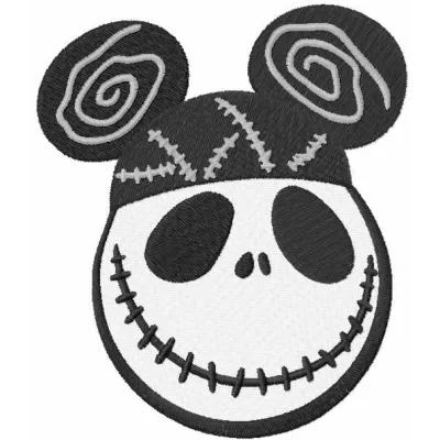 Mickey Skellington embroidery design showcasing a whimsical fusion of Mickey Mouse and Halloween themes.