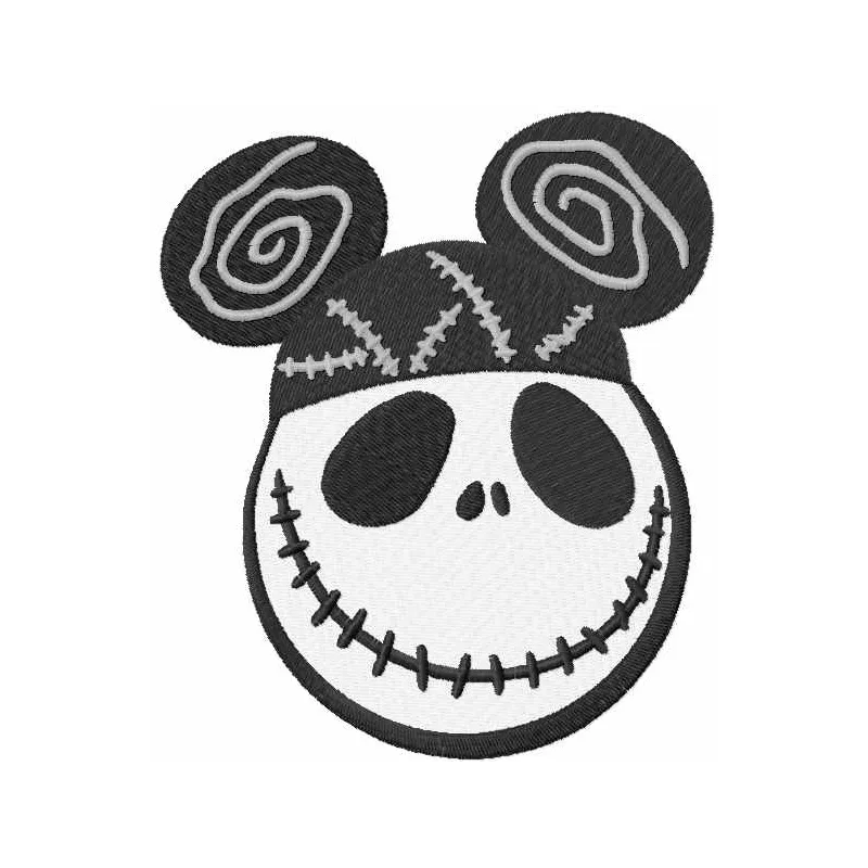 Mickey Skellington embroidery design showcasing a whimsical fusion of Mickey Mouse and Halloween themes.