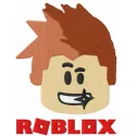 Video gamer head embroidery design featuring a playful Roblox character, ideal for stitching on t-shirts or hoodies.