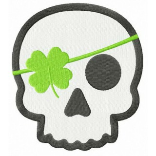 Skull with clover eye patch embroidery design - Embroidery Design