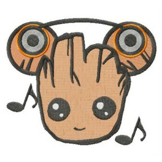 Groot the music lover embroidery design - Embroidery Design