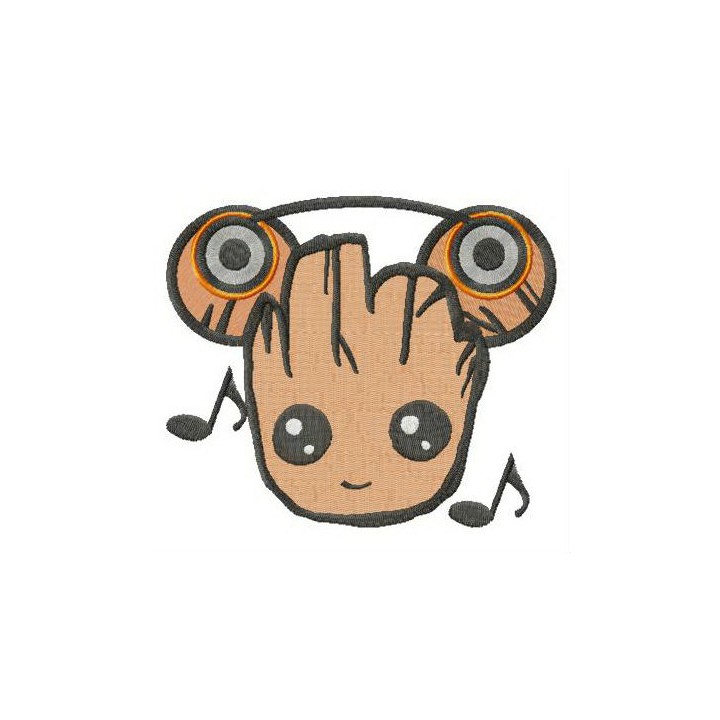 Groot the music lover embroidery design - Embroidery Design