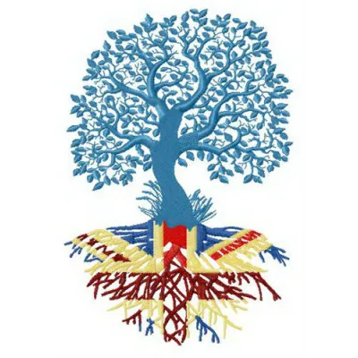 British roots embroidery design showcasing intricate detailing, perfect for stitching on t-shirts or tote bags.