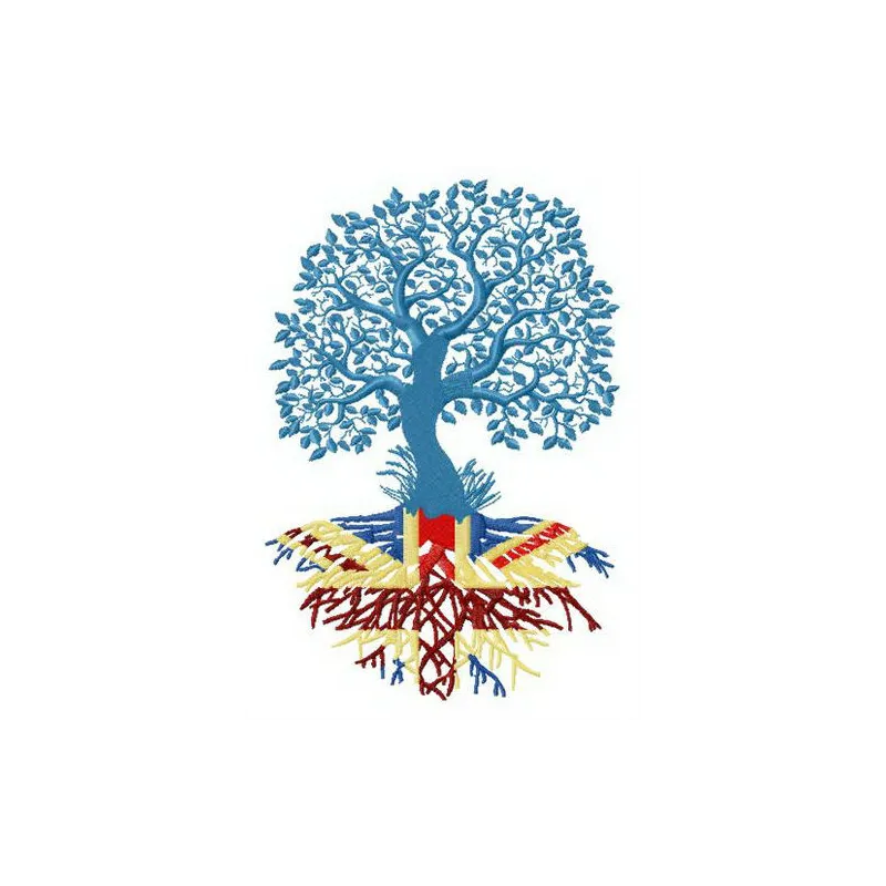 British roots embroidery design showcasing intricate detailing, perfect for stitching on t-shirts or tote bags.