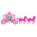 Carriage with horses embroidery design featuring a whimsical Cinderella theme for enchanting stitching projects.