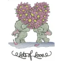 Preview of the Elephants Lot's of Love embroidery design, featuring adorable elephants and hearts for whimsical stitching.