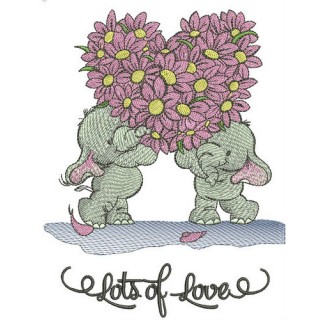 Elephants lot's of love embroidery design - Embroidery Design