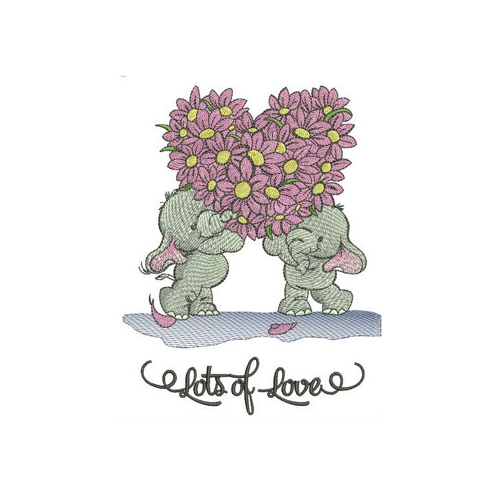 Elephants lot's of love embroidery design - Embroidery Design