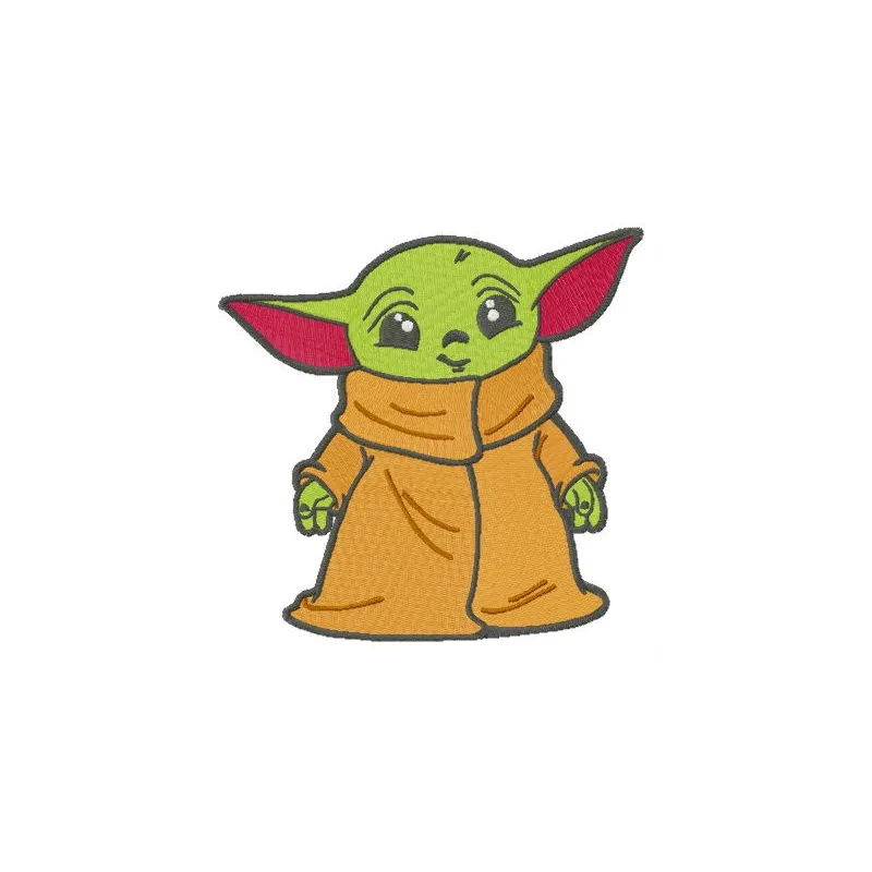 Young Yoda embroidery design featuring the beloved character from Star Wars, perfect for themed projects.