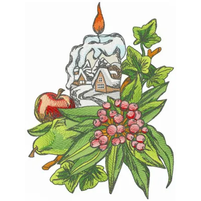 Preview of a Christmas embroidery design featuring a candle, perfect for holiday stitching projects.