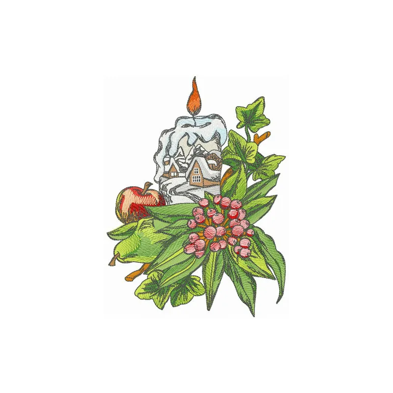 Preview of a Christmas embroidery design featuring a candle, perfect for holiday stitching projects.