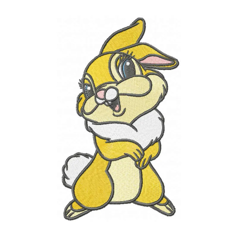 Miss Bunny embroidery design featured in the Bambi collection, showcasing a whimsical stitched motif for creative projects.