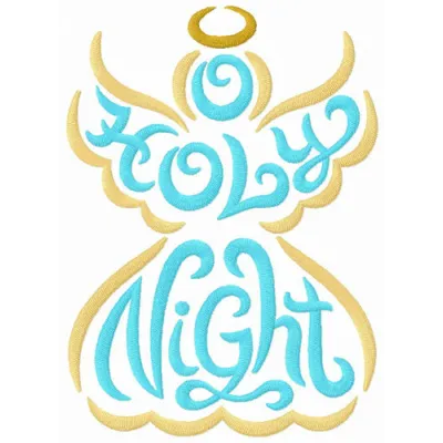 Holly Night embroidery design showcasing a festive quote pattern, perfect for holiday-themed projects.