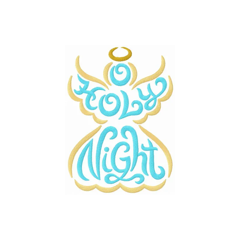 Holly Night embroidery design showcasing a festive quote pattern, perfect for holiday-themed projects.