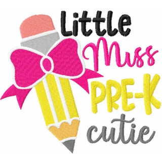 Little miss pre-k cutie embroidery design - Embroidery Design