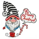 Merry Christmas surprised gnome embroidery design featuring a cheerful gnome, perfect for holiday stitching projects.