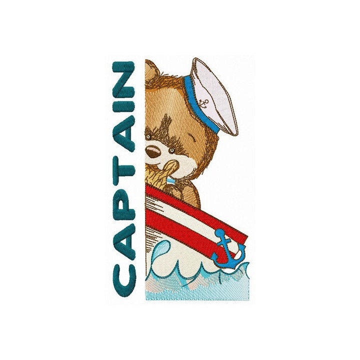 Bear the captain embroidery design - Embroidery Design