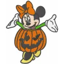 Minnie Halloween pumpkin embroidery design featuring a playful Minnie Mouse with a pumpkin motif.