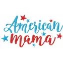 Preview of American mama embroidery design featuring a patriotic theme, ideal for stitching on t-shirts and tote bags.