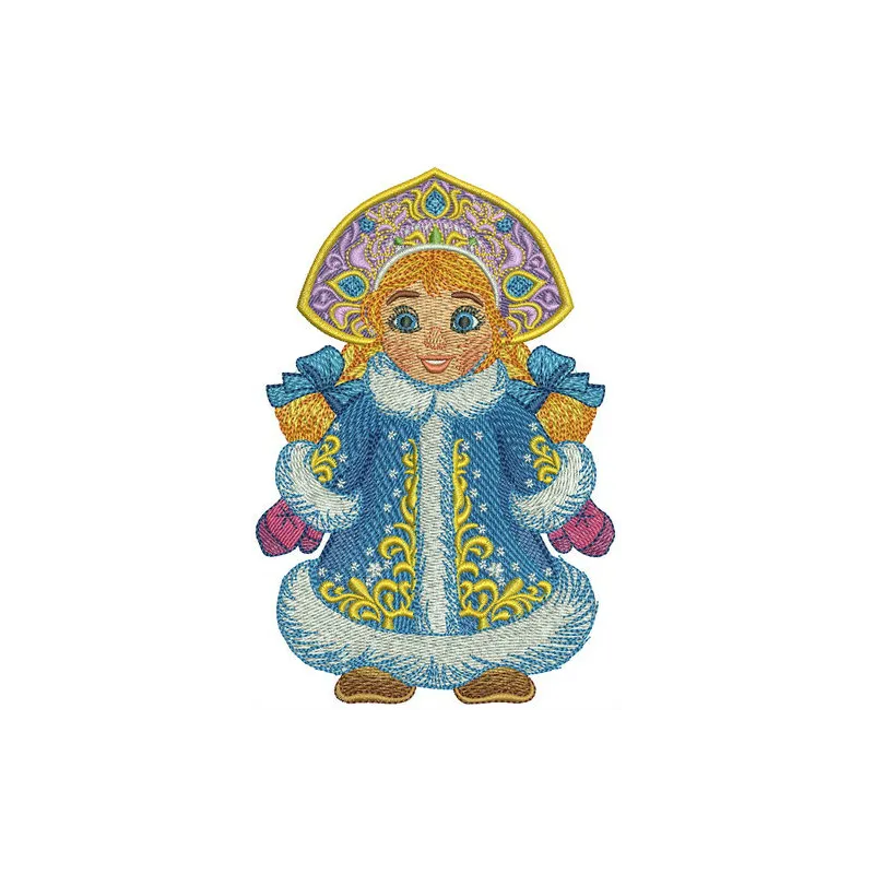 Snegurka embroidery design showcasing a festive Christmas motif, ideal for holiday-themed projects.