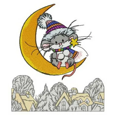 Preview of the 'When Dreams Come True' embroidery design featuring whimsical mice, ideal for various stitched projects.