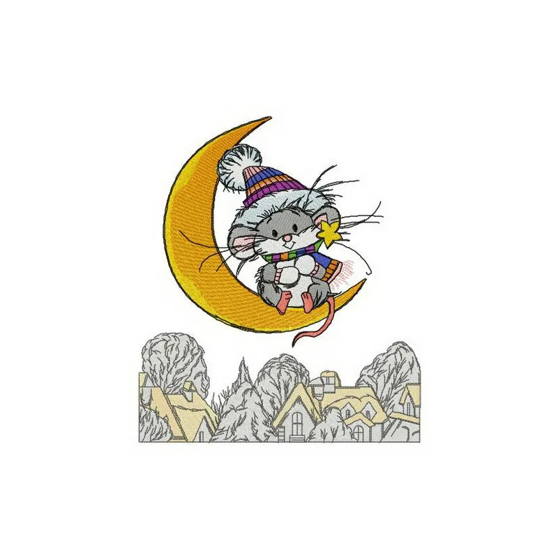 Preview of the 'When Dreams Come True' embroidery design featuring whimsical mice, ideal for various stitched projects.