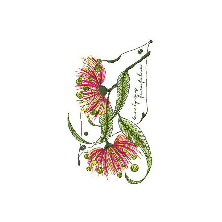 Eucalyptus flowering tree branch embroidery design - Embroidery Design
