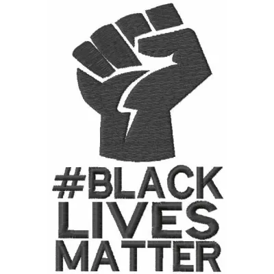 Black Lives Matter embroidery design showcasing a powerful message, ideal for stitching on t-shirts or tote bags.