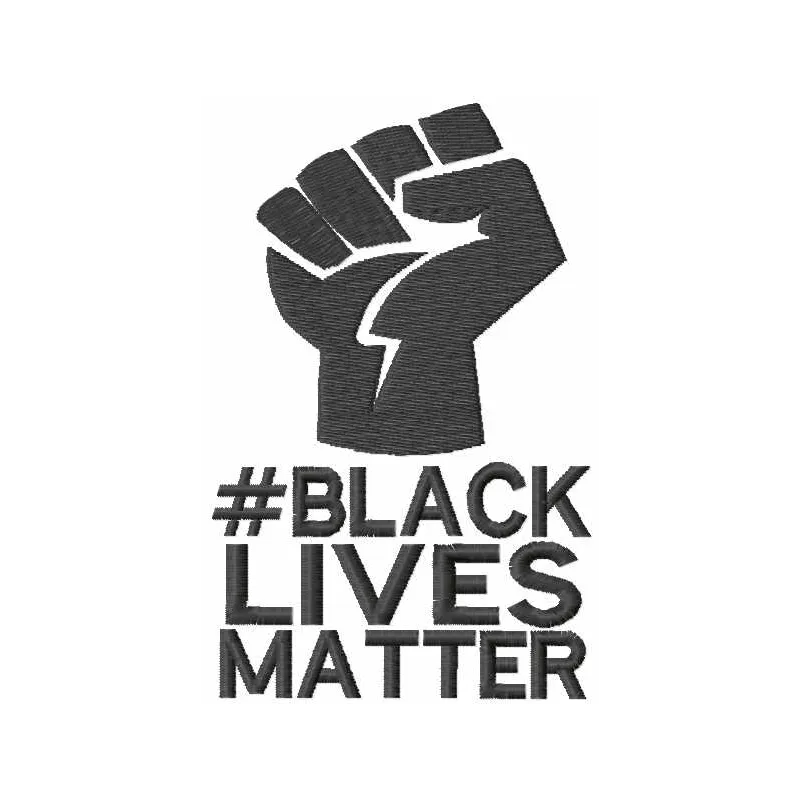 Black Lives Matter embroidery design showcasing a powerful message, ideal for stitching on t-shirts or tote bags.