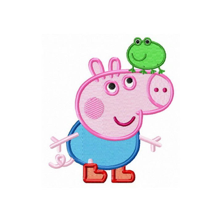 Brother George and frog embroidery design - Embroidery Design