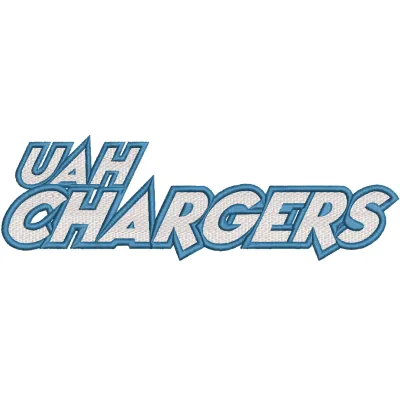 Embroidery design of the Alabama-Huntsville Chargers wordmark logo for stitching on apparel and accessories.