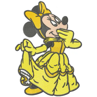 Minnie Belle embroidery design featuring a whimsical Mickey Mouse motif, ideal for embellishing apparel and accessories.