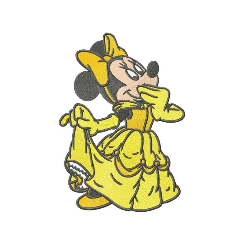Minnie Belle embroidery design featuring a whimsical Mickey Mouse motif, ideal for embellishing apparel and accessories.